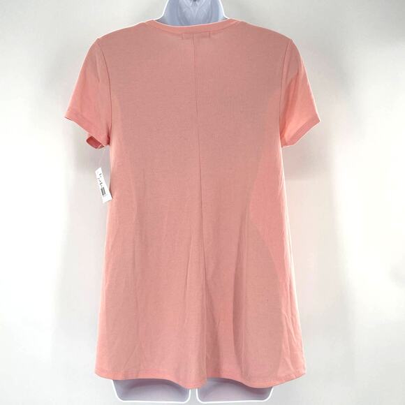 MOA MOA Dusty Rose Short Sleeve Pink Hi-Lo Shark Bite Hem Swing Top M  NWT - Picture 4 of 9